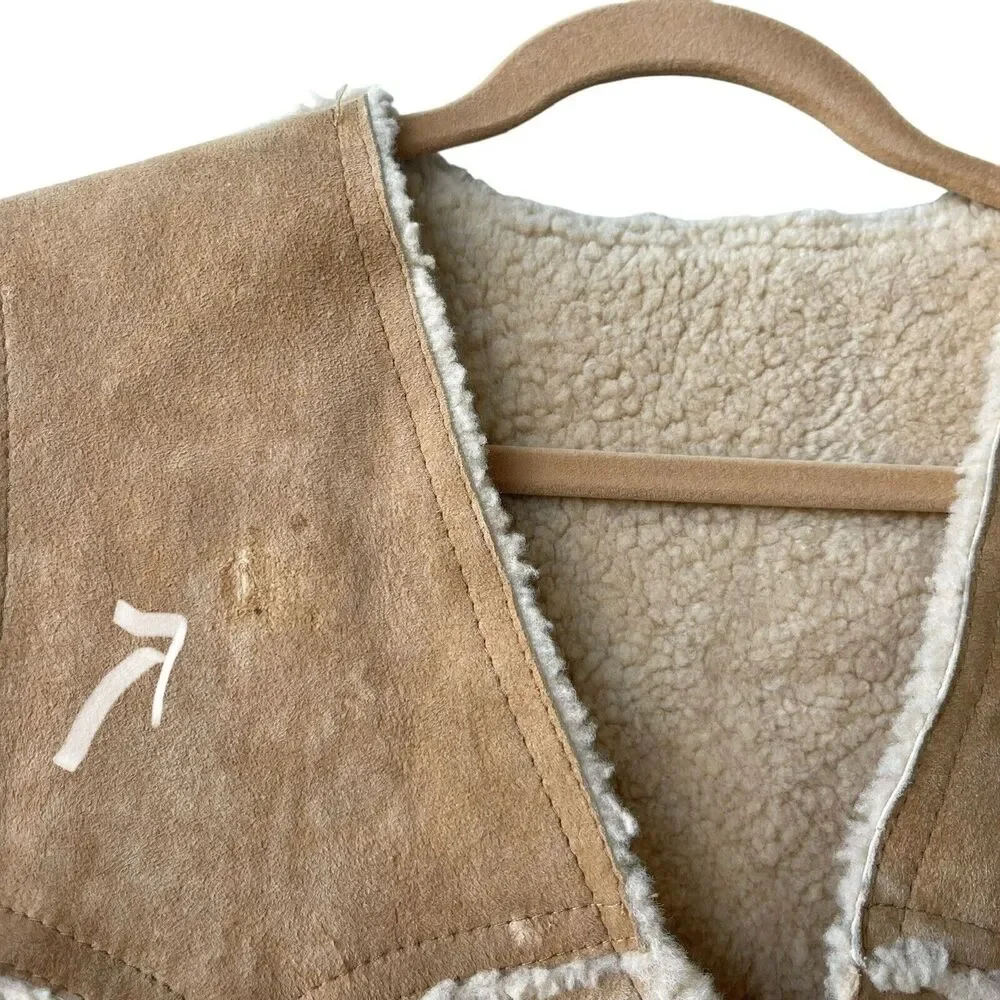 Vintage SCULLY Tan Suede Shearling Vest Sherpa Lined Rancher Cowboy Western L - Picture 4 of 4